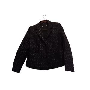 Giacca Jacket, Women's size large, Blue & Black, Metallic, pockets, button up